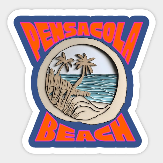 Pensacola Beach Wood Carving Style Sticker by Destination Attire